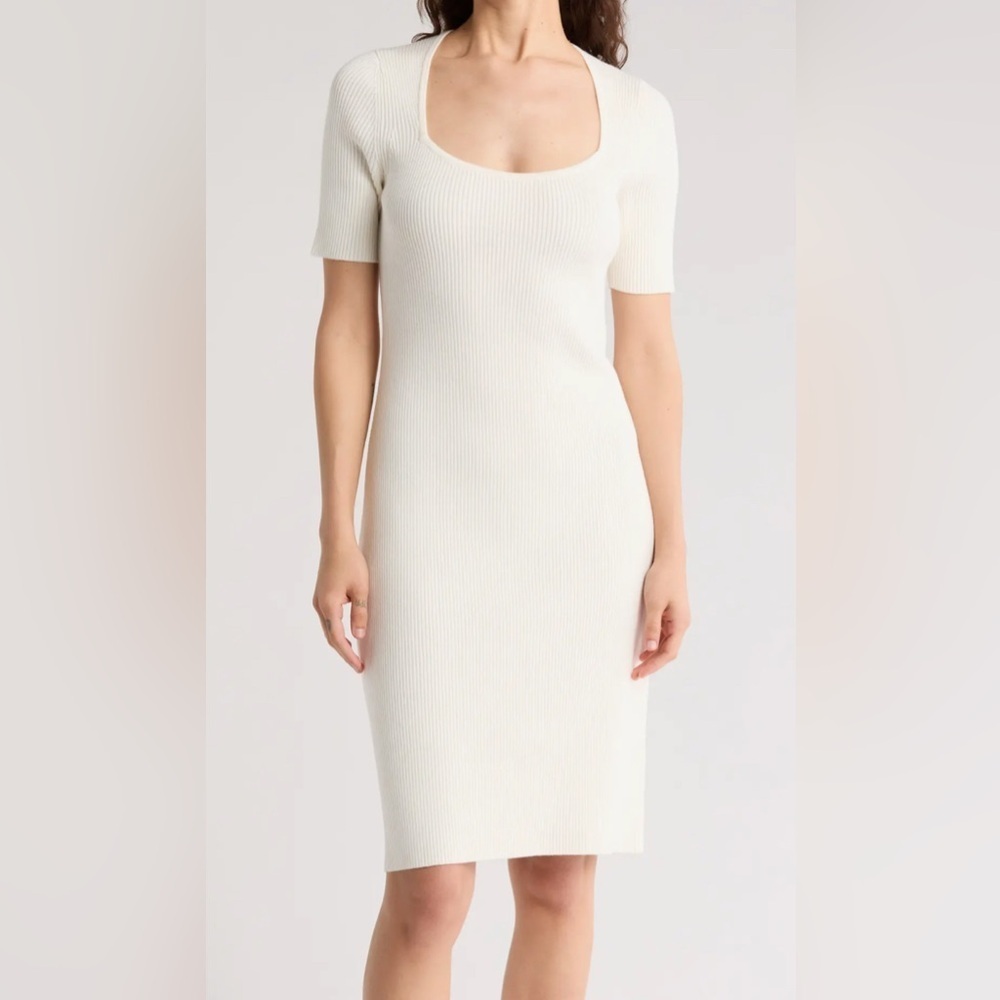 NWT boss Hugo boss rib knit slim fit dress contour fall short sleeve M